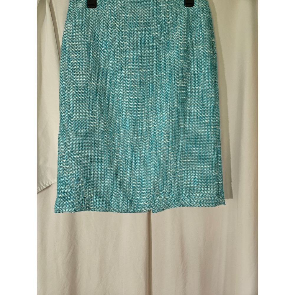 Talbots‎  Tweed Turquoise Cream Lined Dress Women  Pencil Skirt Sz 8
